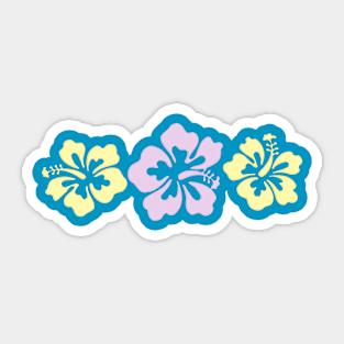 Hibiscus Flowers In Yellow And Lavender Line Art Sticker